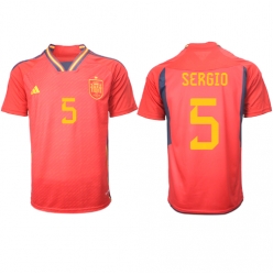 Spania Sergio Busquets #5 Hjemmedrakt VM 2022 Kortermet