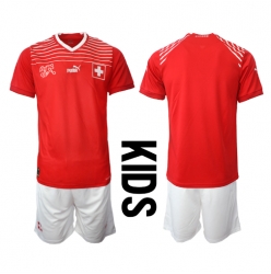 Sveits Hjemmedraktsett Barn VM 2022 Kortermet (+ Korte bukser)