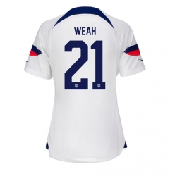 forente stater Timothy Weah #21 Hjemmedrakt Dame VM 2022 Kortermet
